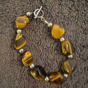 Tiger's Eye and Silver Beaded Bracelet